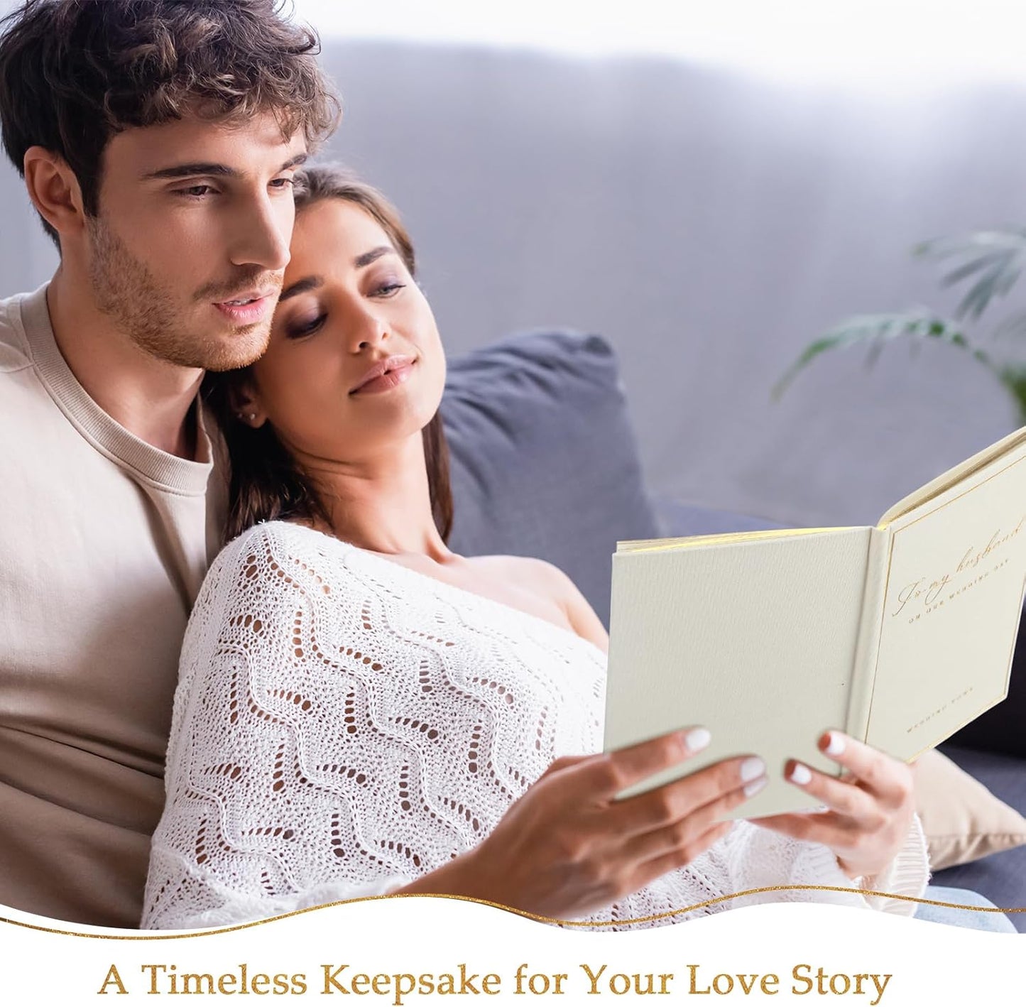 Engrowtic 2 Pcs Wedding Vow Books His and Her to Husband Wife Wedding Must Have Registry Ideas Gold Foil Lined Page Premium Engagement Gift for Guest Groom Newly Engaged Couple(Green-white)