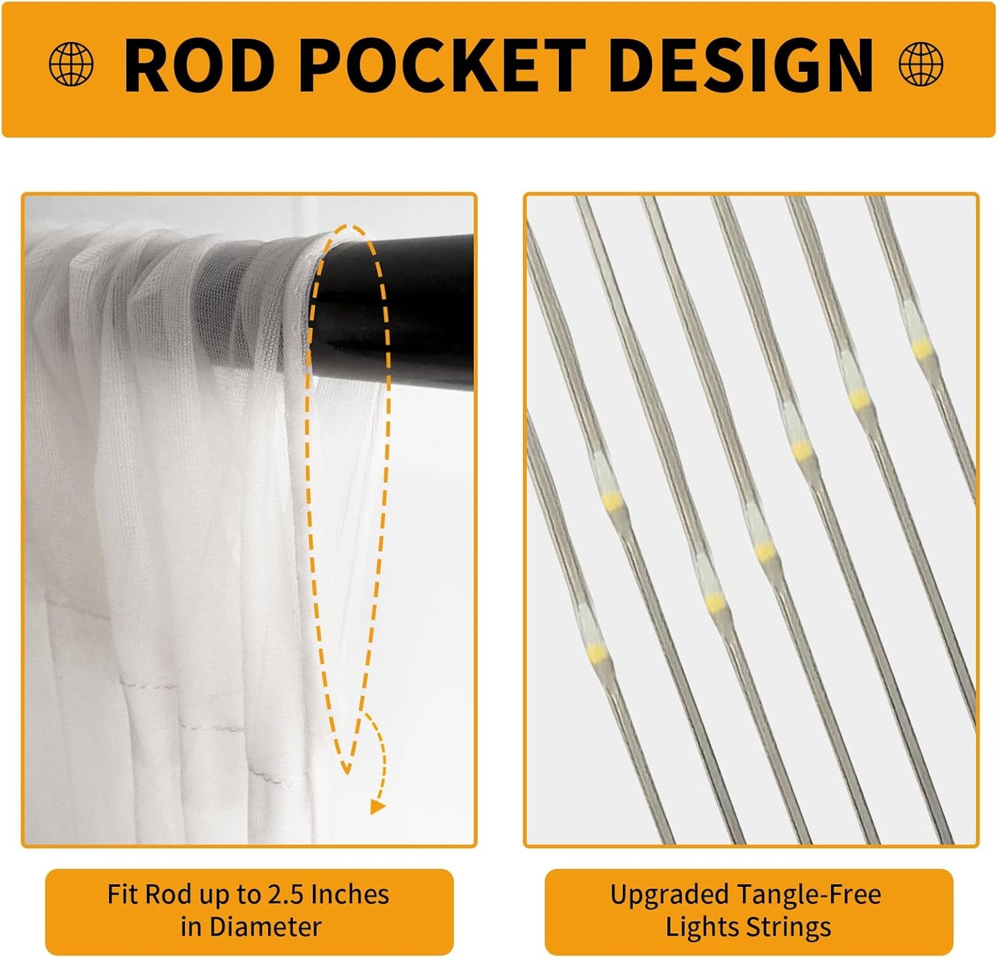 White Tulle Backdrop Curtain with Lights String - 10x8ft Sheer Backdrop with 250 LEDs for Wedding, Baby Shower, Bridal Shower, Birthday Party Photo Shoot Background and Home Decorations