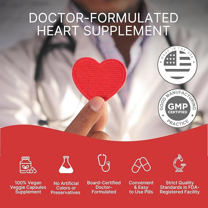 Heart Rhythm Support Supplement | Doctor-Developed | CoQ10, Magnesium & Vitamin C | Supports Normal Heartbeat & Cardiovascular Health | Vegan, Non-GMO | Made in USA | 60 Capsules – 30 Day Supply