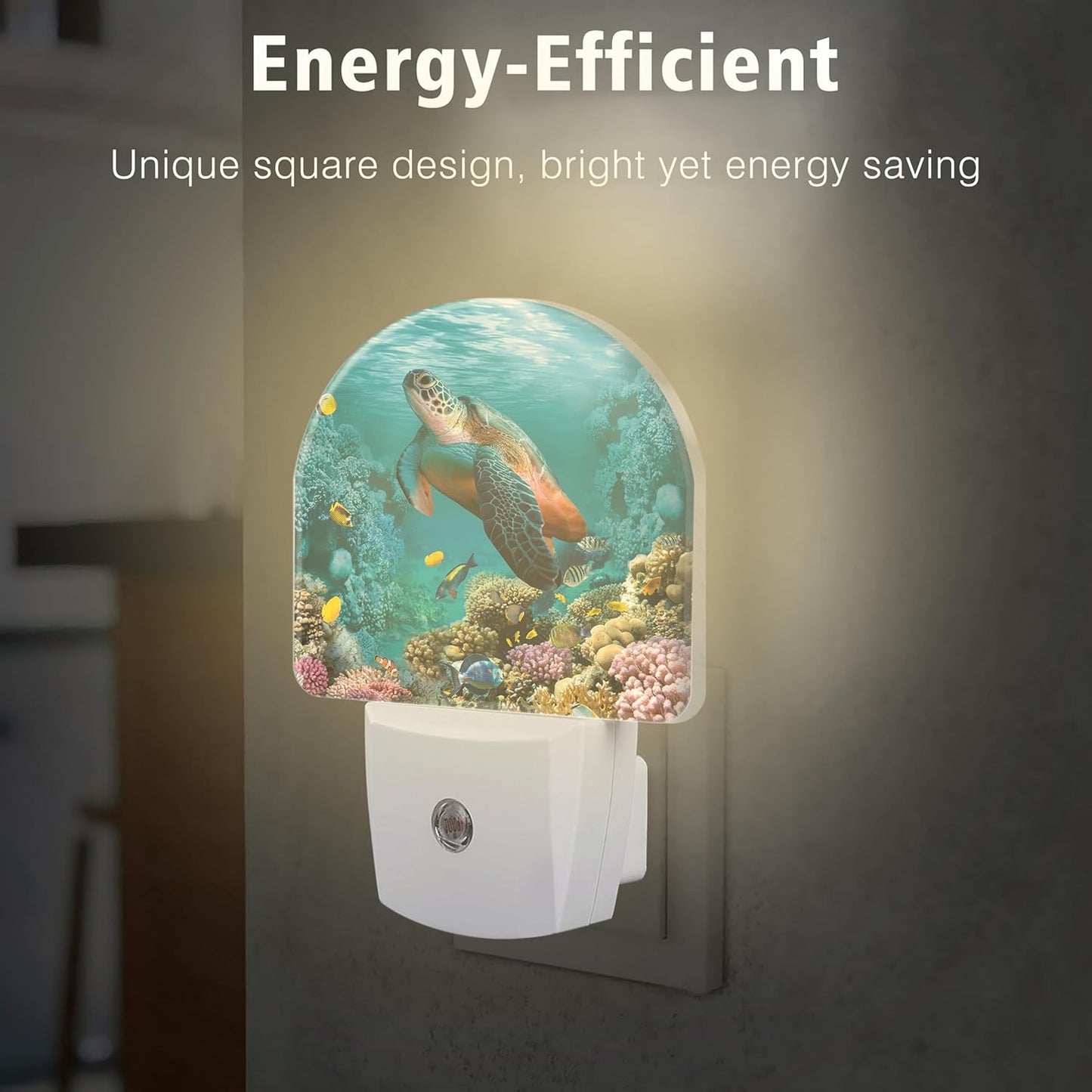 Underwater World Night Light Plug into Wall with Dusk to Dawn Light Sensors Sea Turtle Corals Fish Night Light LED Lamp for Bedroom Hallway Home Wall Decor Nightlight for Girls Boys Men Women