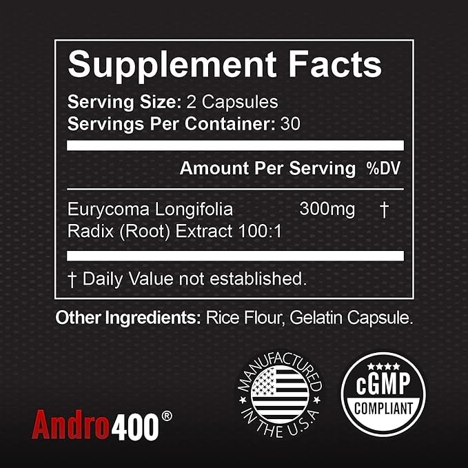 Original – Testosterone Support Supplement for Men & Women – Eurycoma Longifolia 100:1 Extract – Tongkat Ali Root – 300mg – 60 Capsules, 30-Day Supply