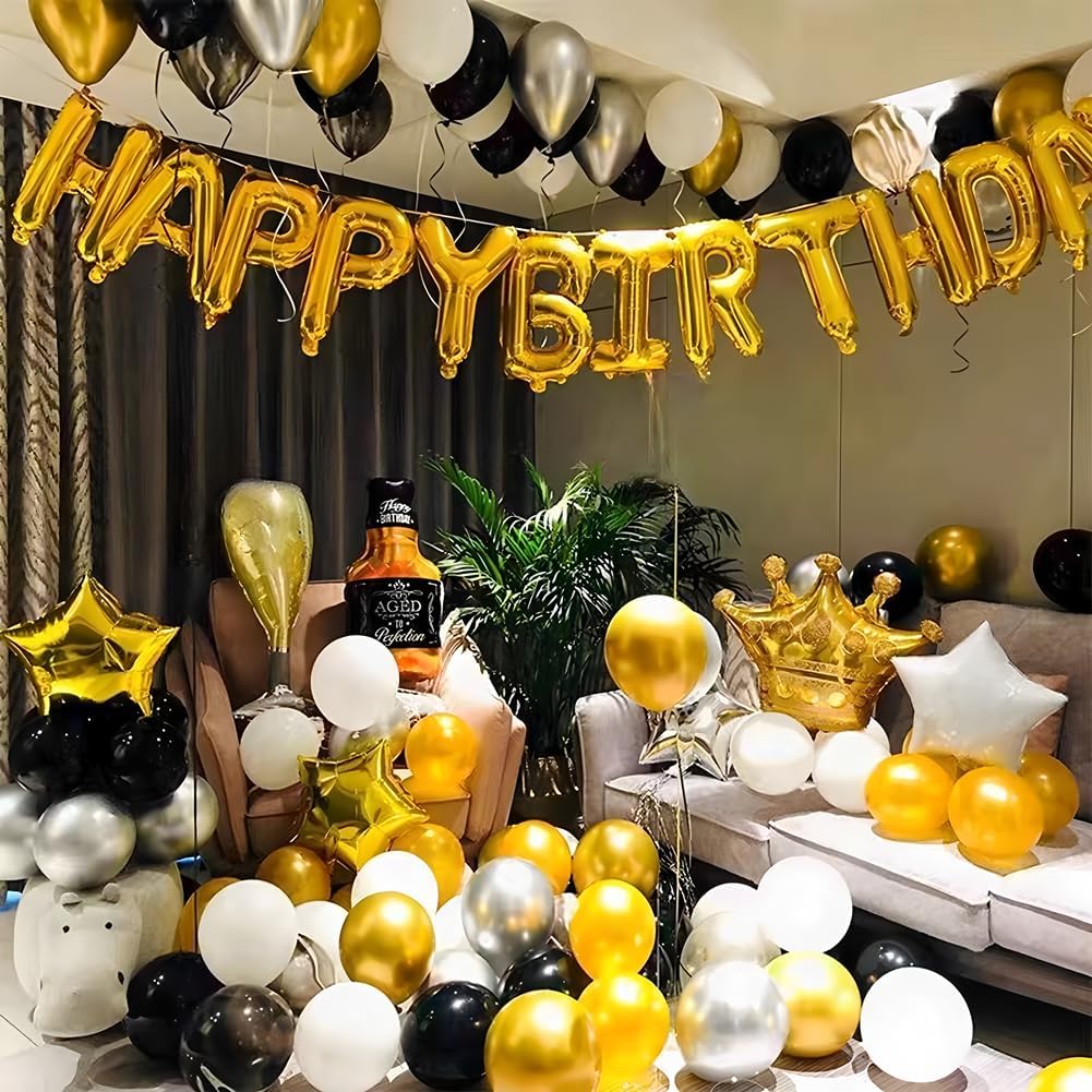 300 Pcs Gold Silver and Black White 5 Inch Balloons Metallic Chrome Shiny Assorted Colors Latex Small Balloon for Wedding Birthday Graduation Baby Shower Christmas Valentine’s Day Party Decorations