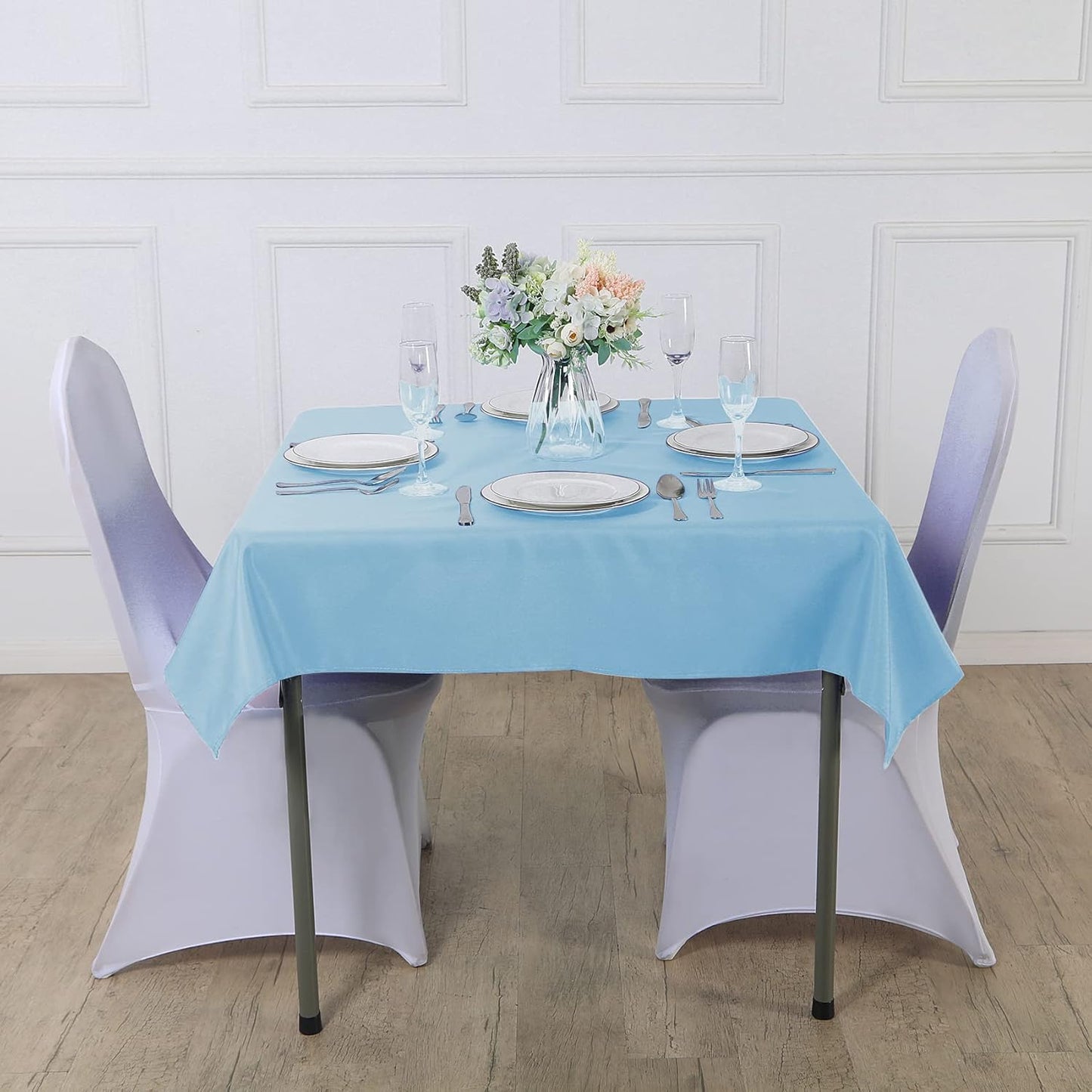 Cupuamon Square Tablecloth 70x70 inch Washable Polyester Fabric Table Cloth for Wedding Party Dining Banquet Decoration(70x70,Blue Mist)