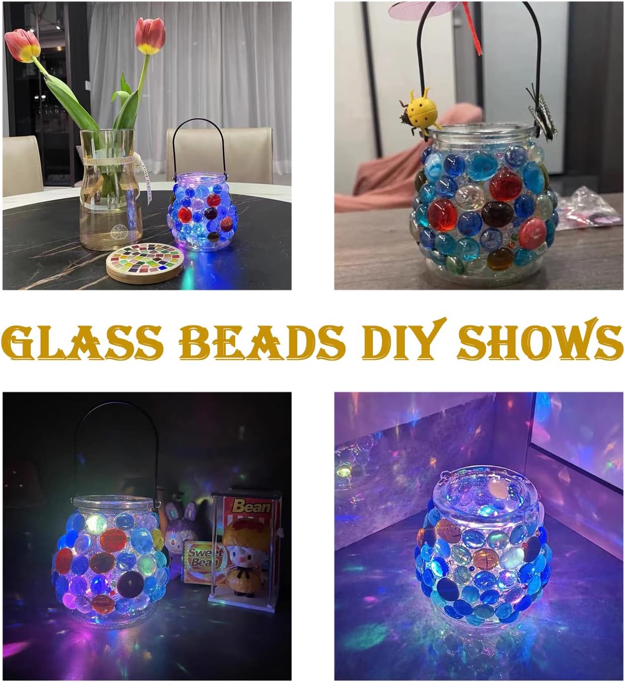 KINGOU Flat Glass Gems/Marbles/Stones/Beads for Vase Filler, Table Scatter, Games - 1 Lbs (17-19mm, Approx. 3/4")-Red