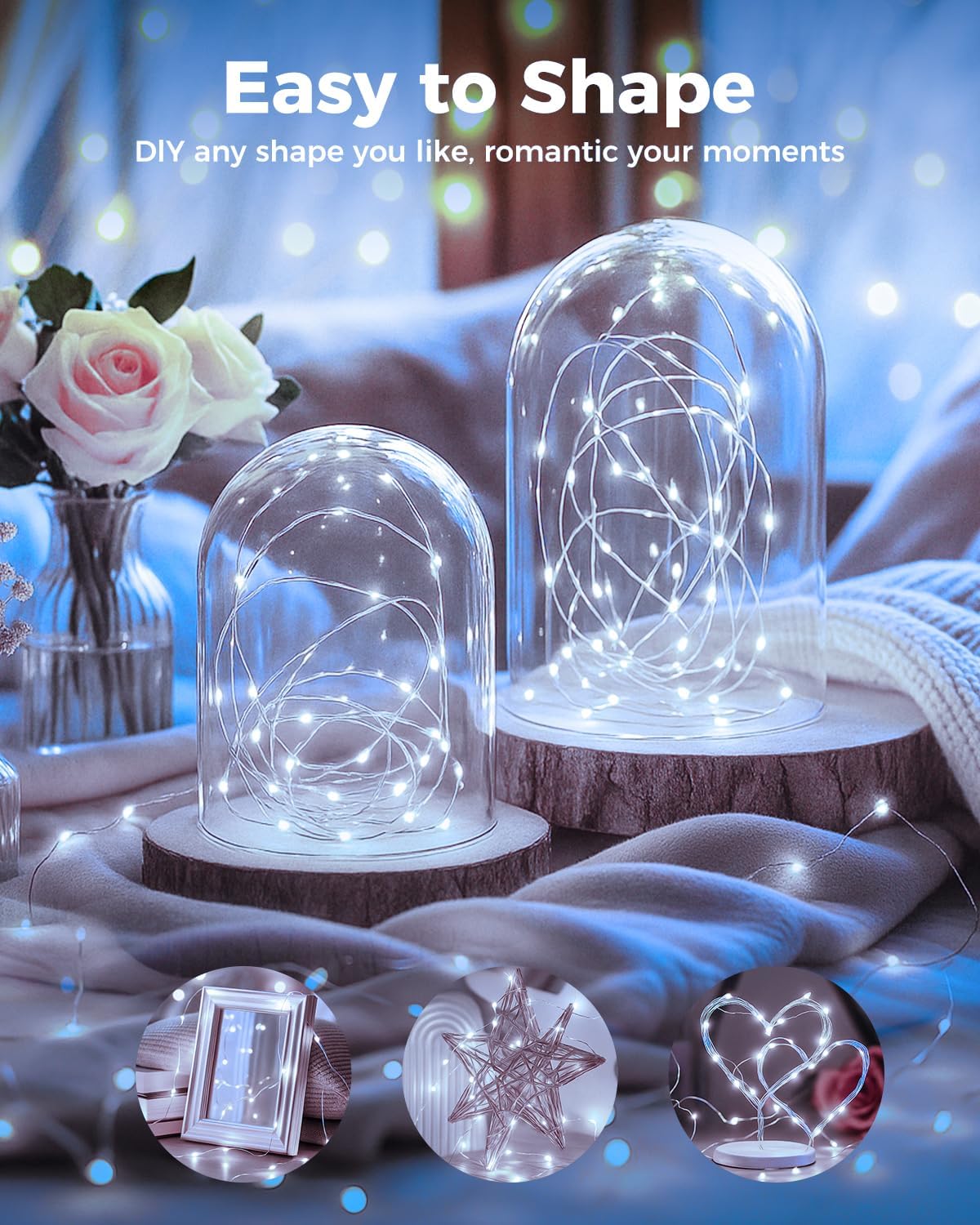 btfarm 12 Pack Fairy Lights Battery Operated, 7FT 20 LED Mini String Lights Waterproof Silver Wire for Mason Jars Centerpiece Table Crafts Bedroom Christmas Decoration, Cool White