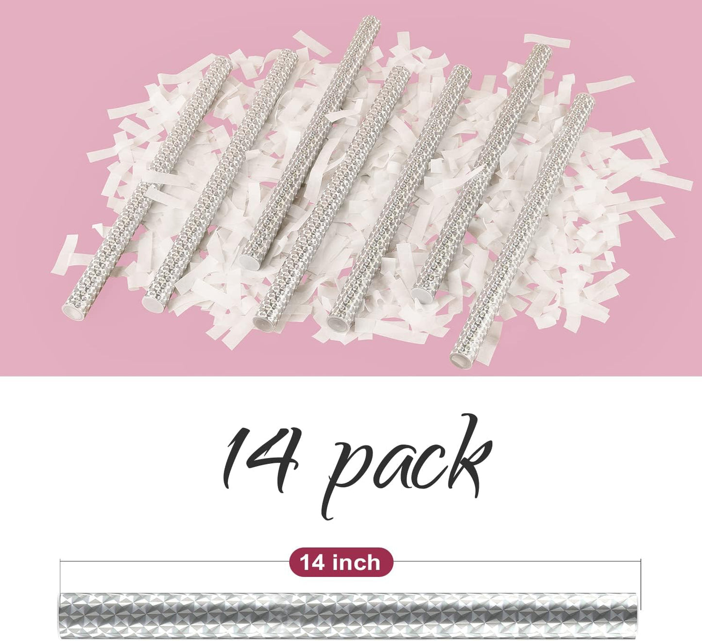 BATTIFE 14Pack White Confetti Wands Tissue Paper Confetti Flick Flutter Sticks for Wedding Celebrations Anniversary Birthday Party White, 14 Inch