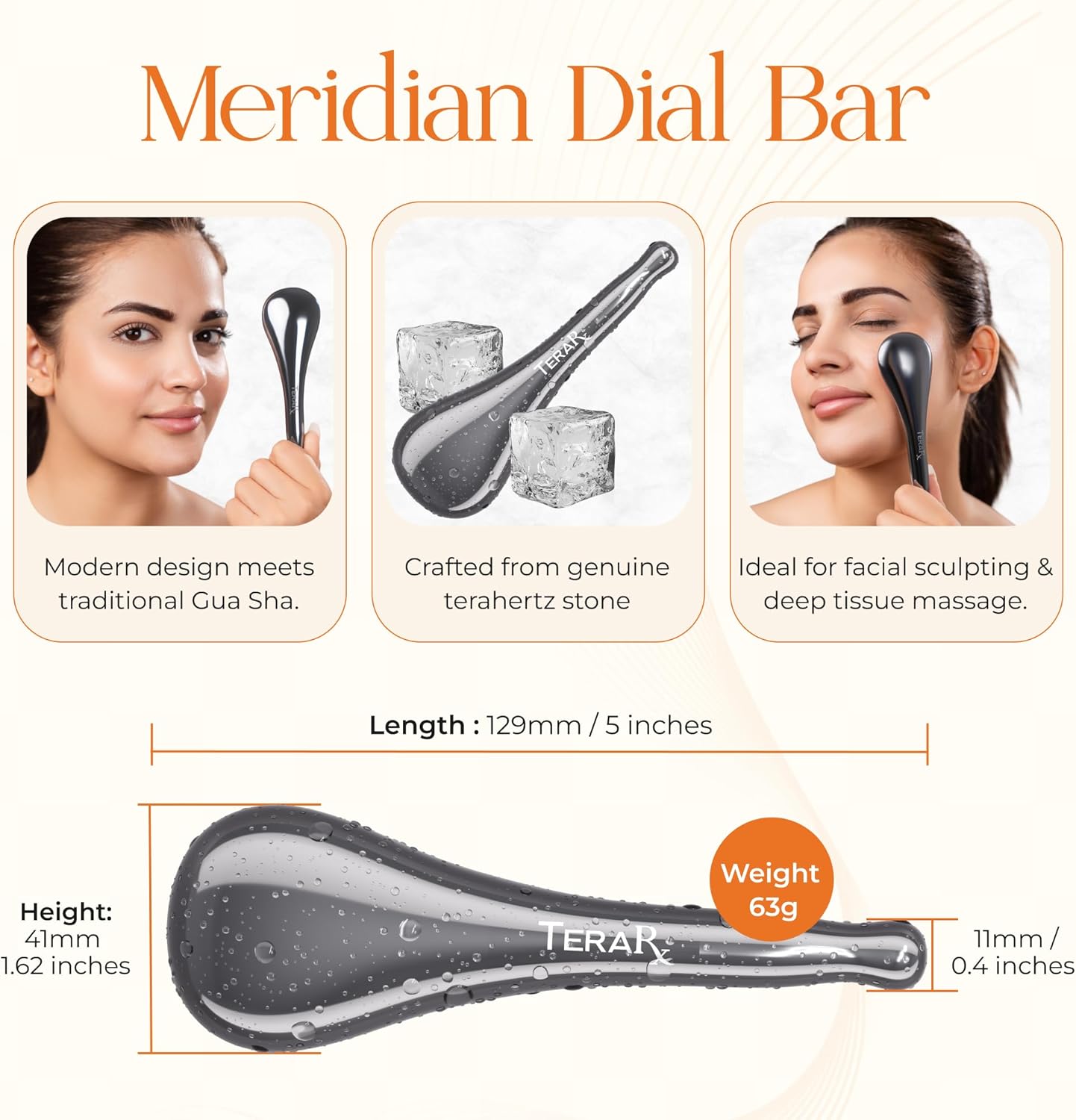 TeraRX® Terahertz Stone Meridian Dial Bar Tool – Authentic Terahertz Gua Sha Facial Tool with Acupressure Tip for Face, Neck, Back & Body – Energy Stone Scraping Tools for Circulation & Relaxation