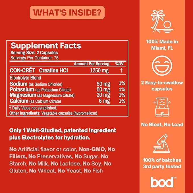 Creatine HCL Pills - Muscle Growth, Endurance, No Bloat, No Load, Not Flavored | Monohydrate Micronized Alternative, Creatine for Women and Men, Vegan, Creatina HCL, 150 Capsules