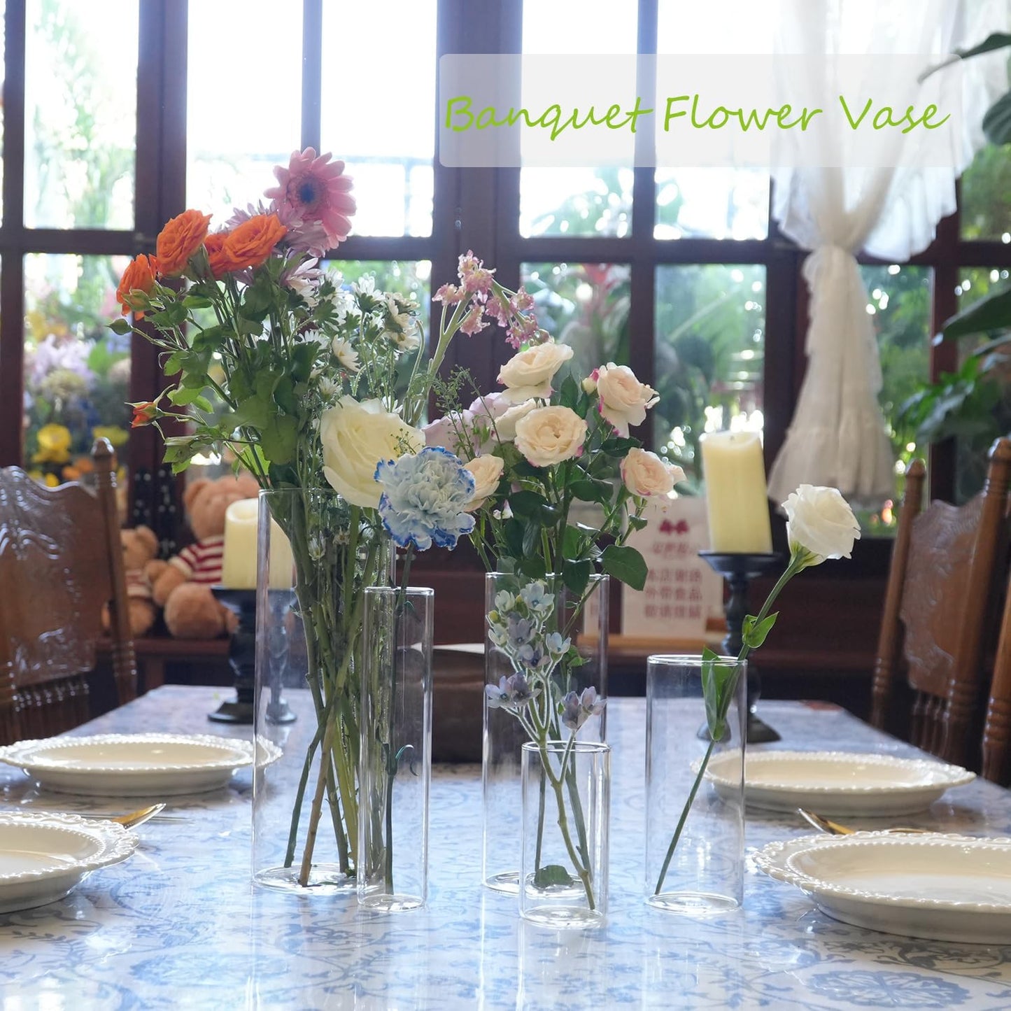 30pcs Glass Cylinder Vase for Centerpieces, 6,8,10,10,12 inch Tall Big Clear Flower Vase Bulk Floating Candle Holder for Wedding Table Home Décor and Party