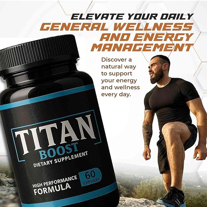 Titan Boost Strong – Titan Boost Testosterone Aid – Natural Energy and Strength Support for Men – 60ct
