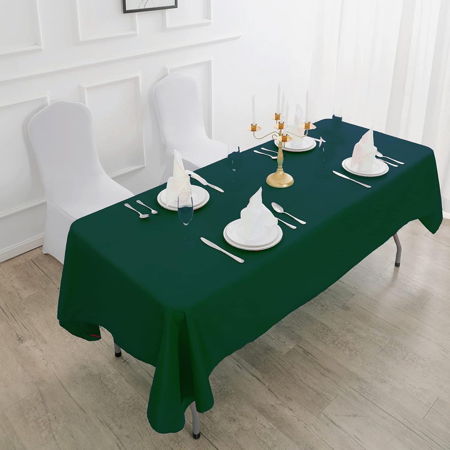 Rectangle Tablecloth 60x120 inch Washable Polyester Fabric Table Cloth for Wedding Party Dining Banquet Decoration(60x120, Hunter)