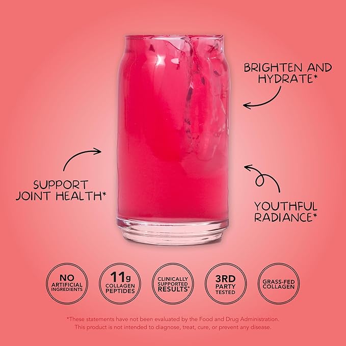 Clean Simple Eats Collagen Powder + Beauty Blend, Cherry Ice Flavor, Hydrolyzed Collagen Peptides from Grass Fed Bovine & Chicken, Hyaluronic Acid for Hair, Skin, Nail & Joint Support, 30 Servings