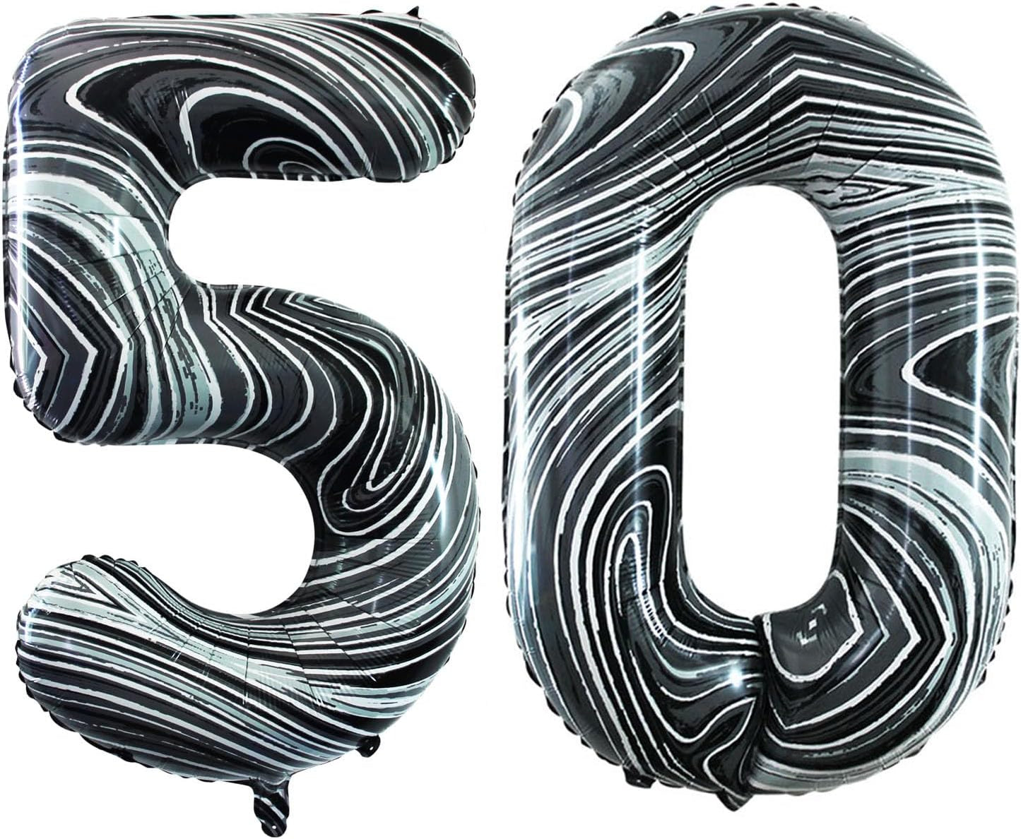 GOER Number 50 Balloons for 50th Birthday Party Decorations,42 Inch Jumbo Foil Helium Balloons for 50th Anniversary (Marble Black)
