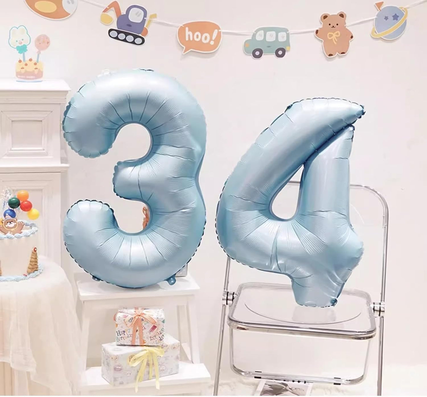40 Inch Blue Large Numbers Balloons0-9,Number 4 Digit Helium Balloons,Foil Mylar Big Number Balloons for 4th 14 Birthday Party Supplies Decorations Anniversary Wedding Supplies Decorations(Blue No 4)