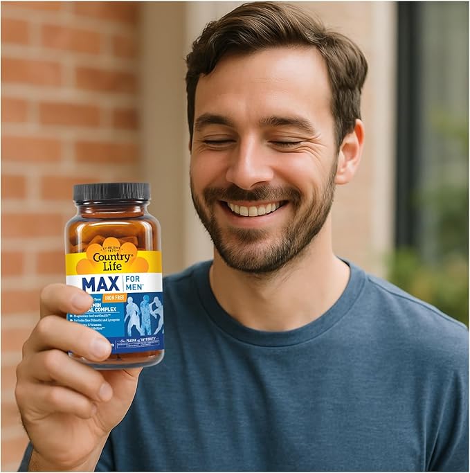 Country Life Max for Men Multivitamin: Iron-Free, Gluten Free, Saw Palmetto, Lycopene, Daily Support for Energy, Heart & Men's Health,120 Vegetarian Tablets
