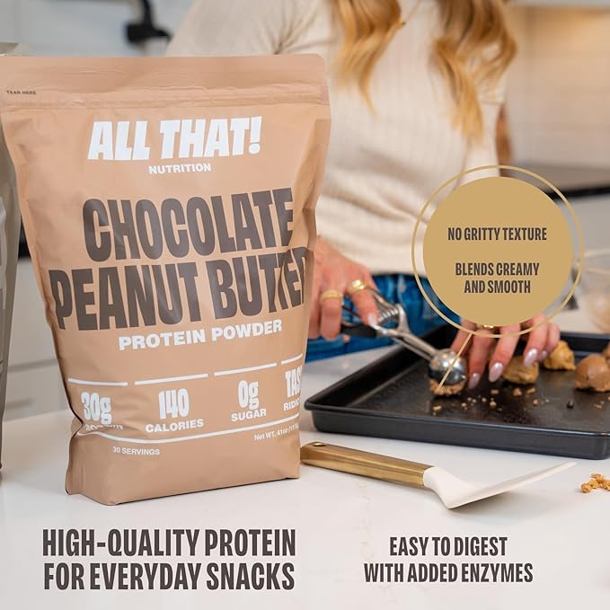 Chocolate Peanut Butter Whey Protein Powder, 30G of Protein, Low Calorie & Fast-Absorbing, 0 Sugar, Soy-Free & Gluten-Free Protein Powder, 30 Servings