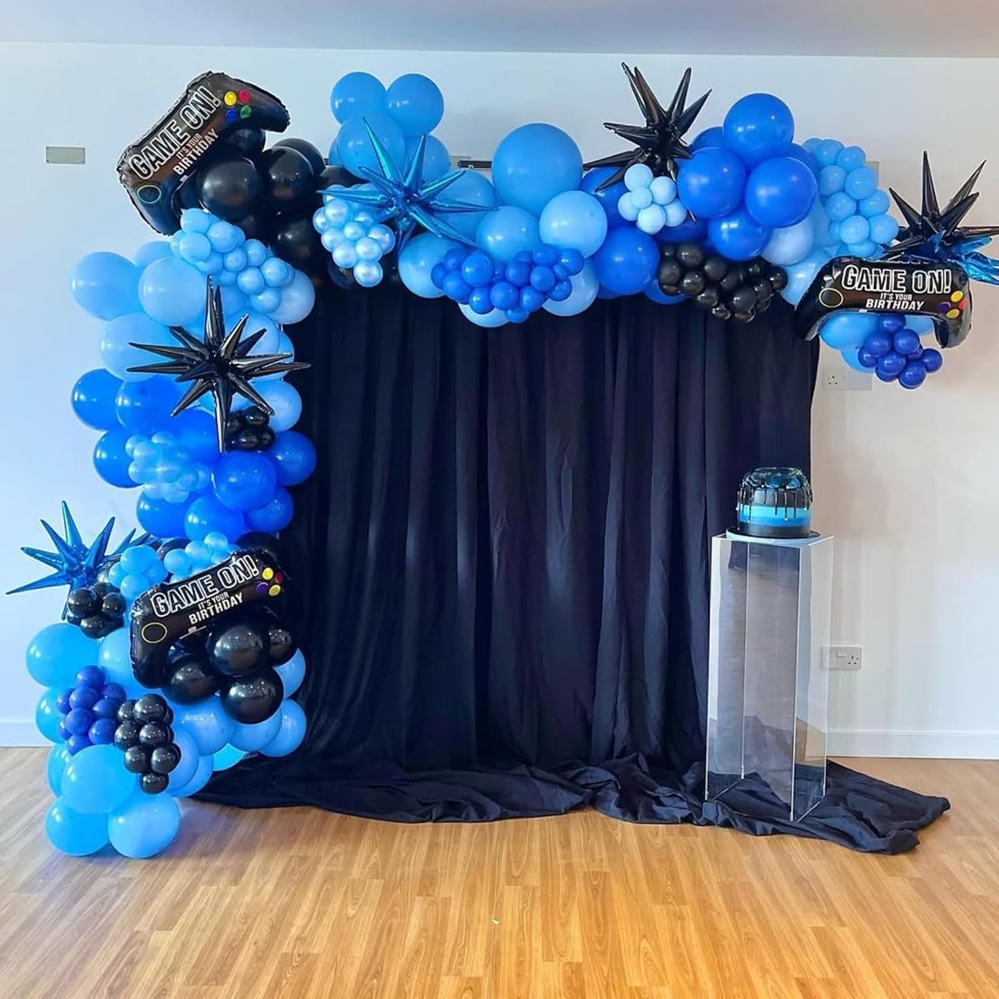 Blue Star Balloons 12pcs, 27/22 Inch Foil Star Explosion Balloons, Large Spike Mylar Cone Balloon, Fireworks Shape Balloon Party Decor for Men Boys Birthday Space Theme Backdrop