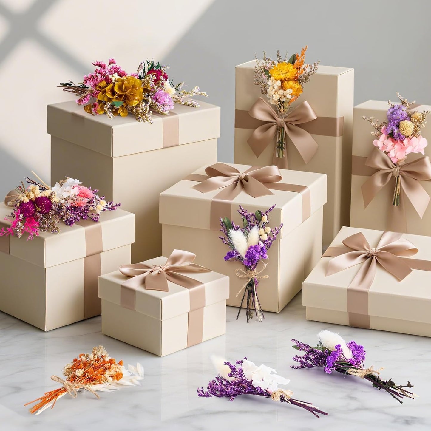 12/24 PCS Charming Dried Flowers Bouquet for Vase Various Dried Wildflowers with Stems Mini Handmade Wildflowers Natural Real Flowers Bulk Flowers Craft (Blossoms, 12 PCS)