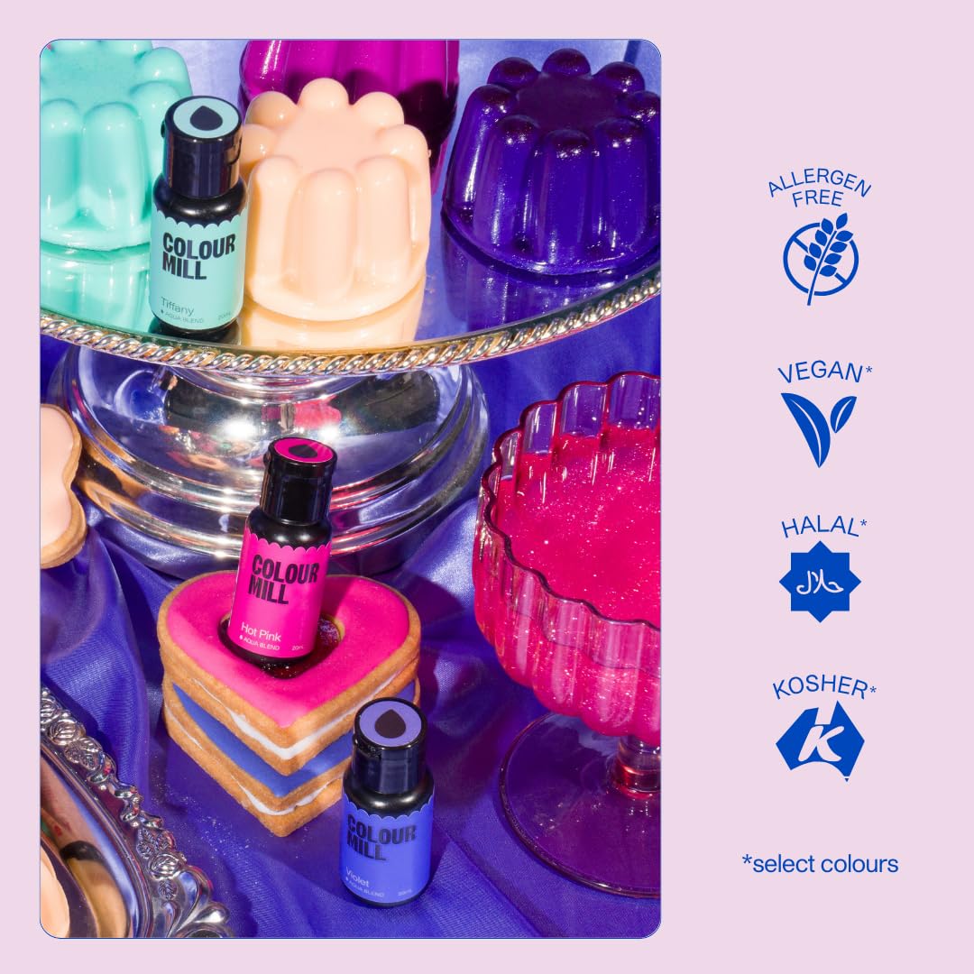 Colour Mill Aqua Blend Water-Based Food Coloring, 20 Milliliters Grape