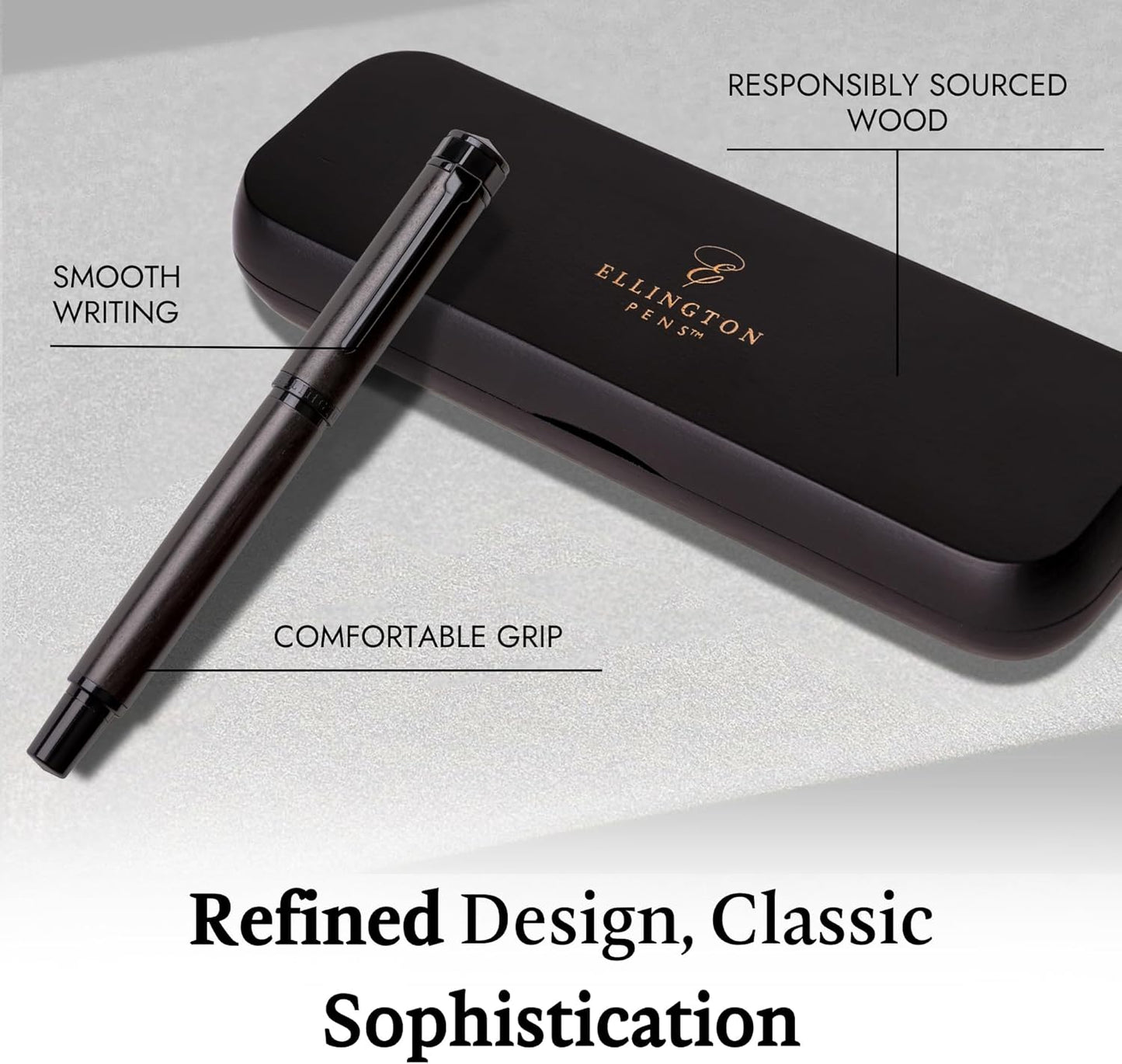 Ellington Pens Elegant Wood Fountain Pen Set ā Includes Wooden Pen Box, Ink Converter, 6 Ink Cartridges, and Gift Box ā Writing, Calligraphy