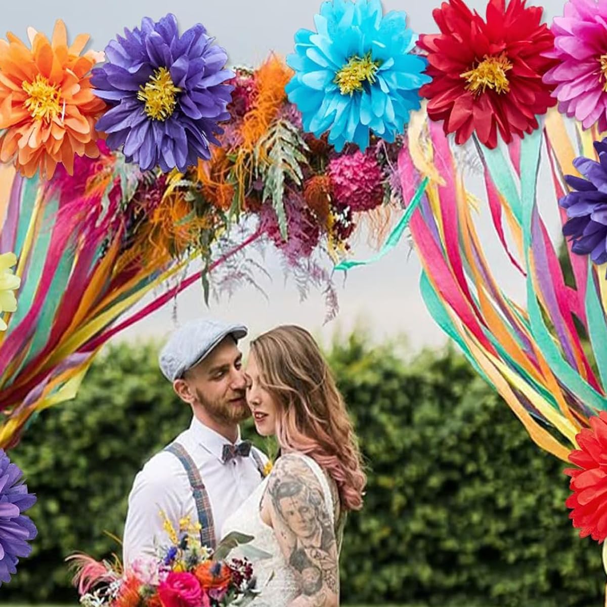 15pcs Tissue Paper Pom Poms Tissue Paper Flowers Party Blossom Flower Backdrop for Birthday,Bridal,Baby Shower,Wedding ,Classroom, Nursery Garden Decor 8in 10in 12in