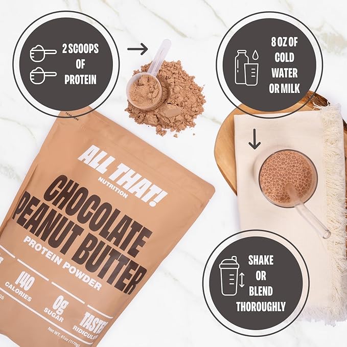 Chocolate Peanut Butter Whey Protein Powder, 30G of Protein, Low Calorie & Fast-Absorbing, 0 Sugar, Soy-Free & Gluten-Free Protein Powder, 30 Servings