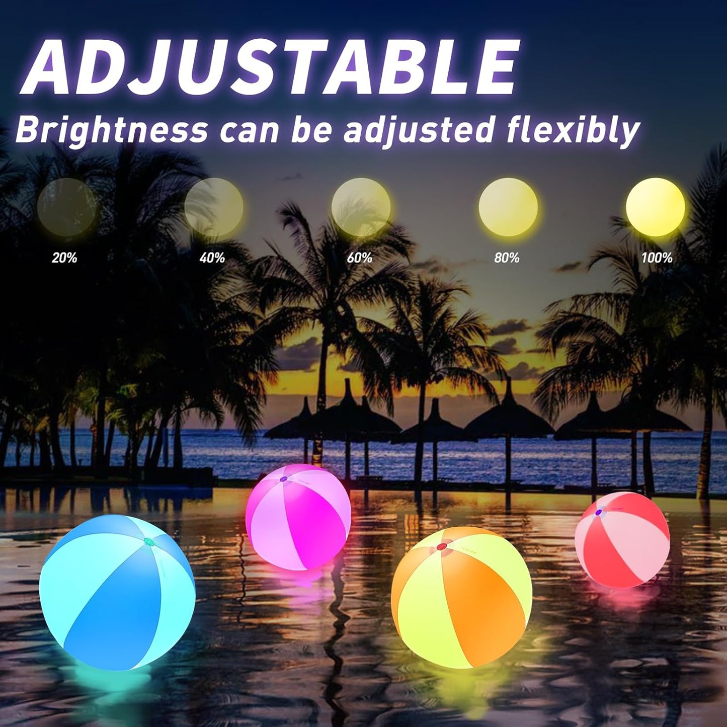 Spardar LED Beach Balls, 4 Pack 16 Inch Light up Beach Balls with Remote Control, Balloon Pump, 16 Colors Lights and 4 Light Modes Pool Toy for Pool Garden Decorations(4 Blue)