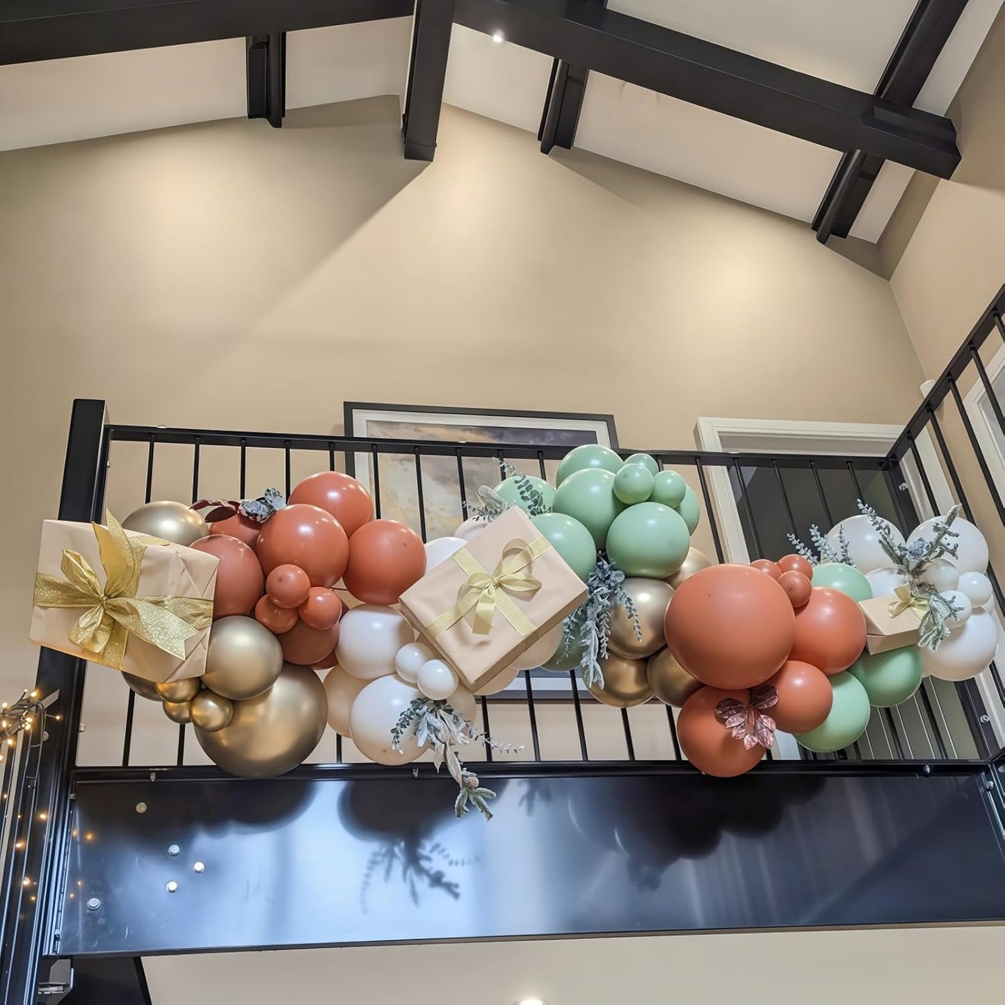 Fall Balloons Set, 12 Inch Thanksgiving Balloons, Retro Burnt Terracotta Rust Orange Dusty Sage Mint Green White Metallic Gold Latex Balloon for Thanksgiving Autumn Harvest Fall Birthday Decorations