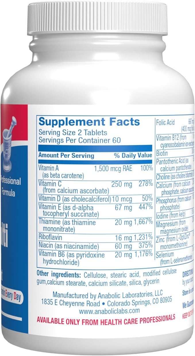 Iron Free Daily Multivitamin for Men and Women, 120 Tablets - AVED Daily Multi Vitamin and Minerals Health Supplement - Vitamins A, C, D, E, Vitamin B Complex, Zinc, Calcium, Magnesium, More