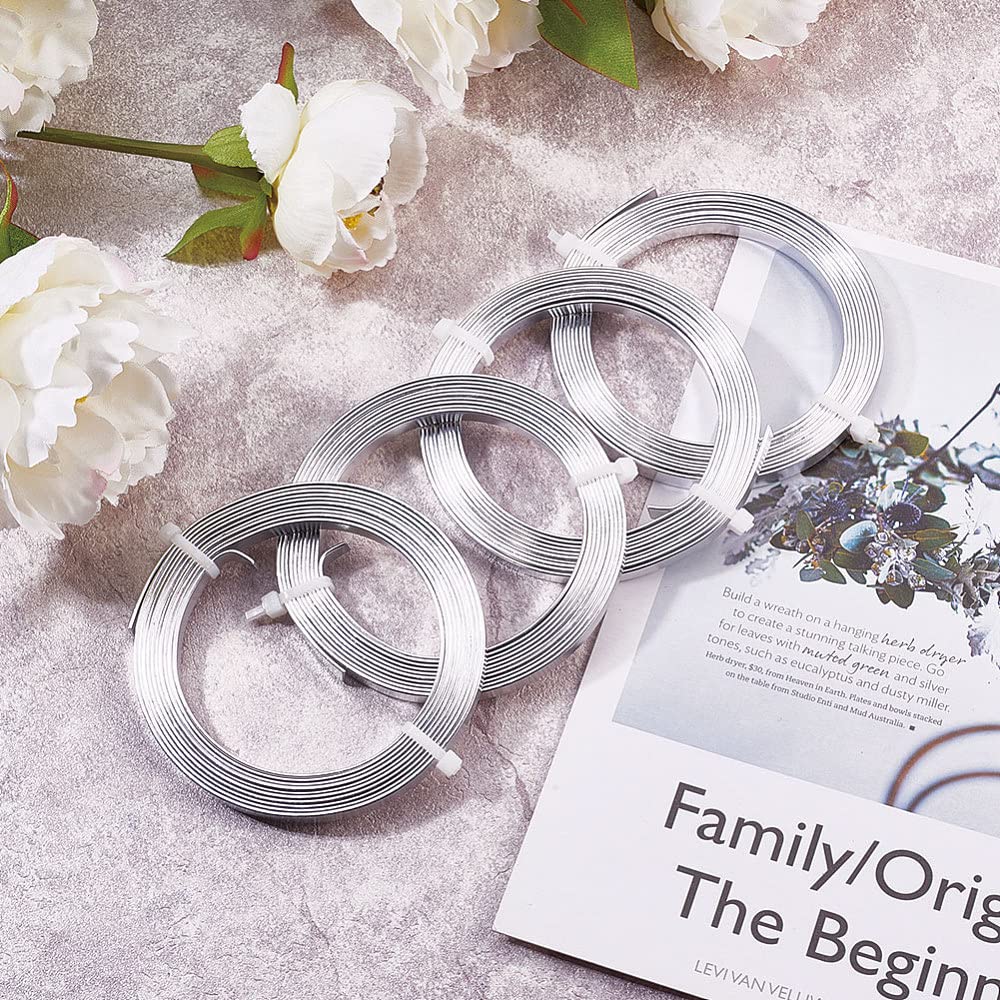 Fashewelry 3mm Aluminum Flat Wire Silver 82Ft Bendable Nose for Face Masks Soft Craft for Winding Beads Jewelry Making