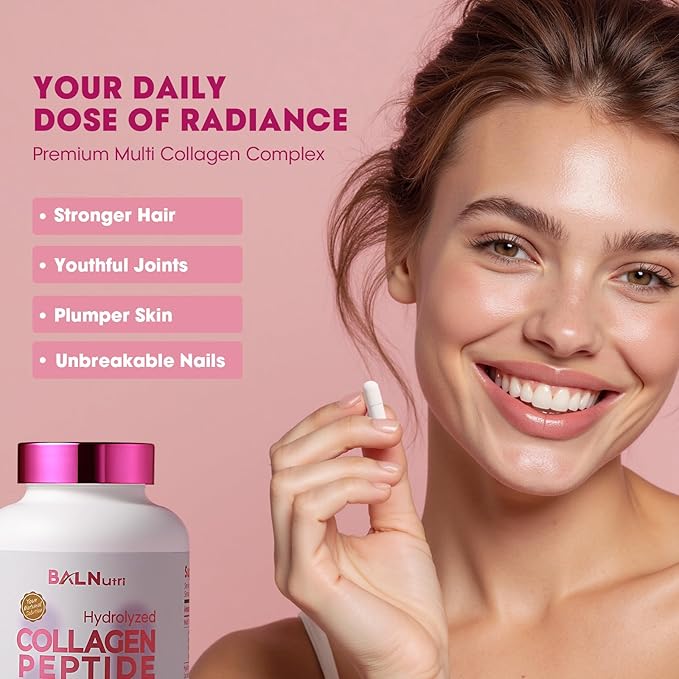 Collagen PEPTIDE+HyaluronicAcid,Multi Collagen Complex Supplements for Women or Men | Multi Collagen Capsules Peptides for Skin,Hair,Nails,Joint,Wrinkles (255 Capsules, 3 Capsules Per Day)