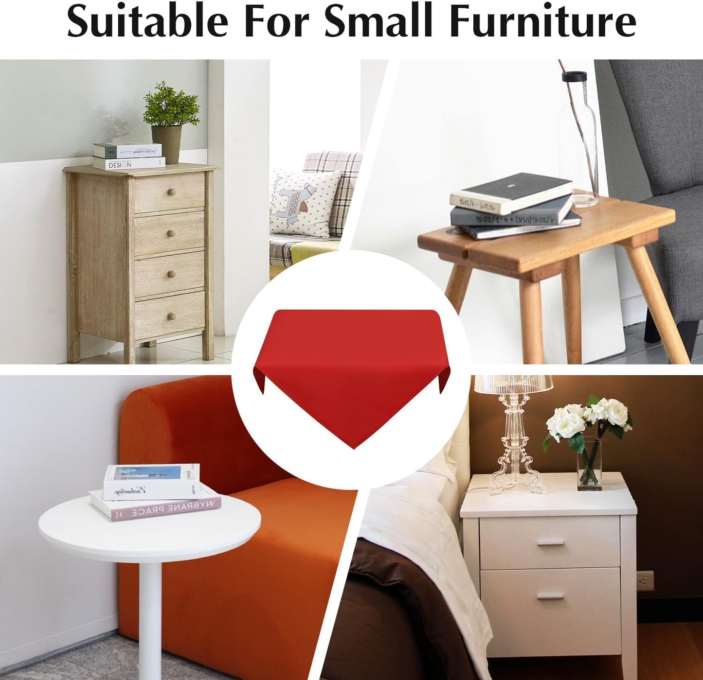 2 Pack Small Square Table Cloth 24X24 Inch Red Washable Fabric Tablecloth Polyester Solid Table Cover for Night Stand End Table Side Table Outdoor Indoor