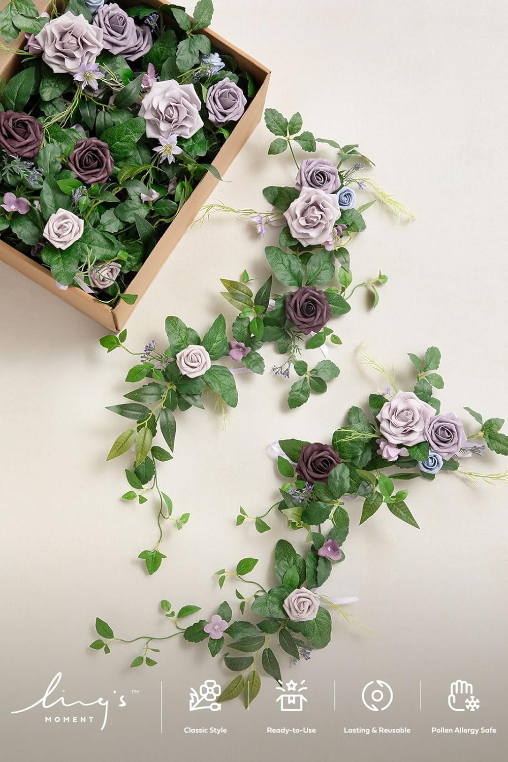 Ling's moment 10pcs Wedding Chair Decorations Aisle Floral Swag Artificial Pew Flowers Hanging Provence Blue & Purple for Ceremony Reception Church Rose Floral Faux Arrangement Party Outdoor Decor