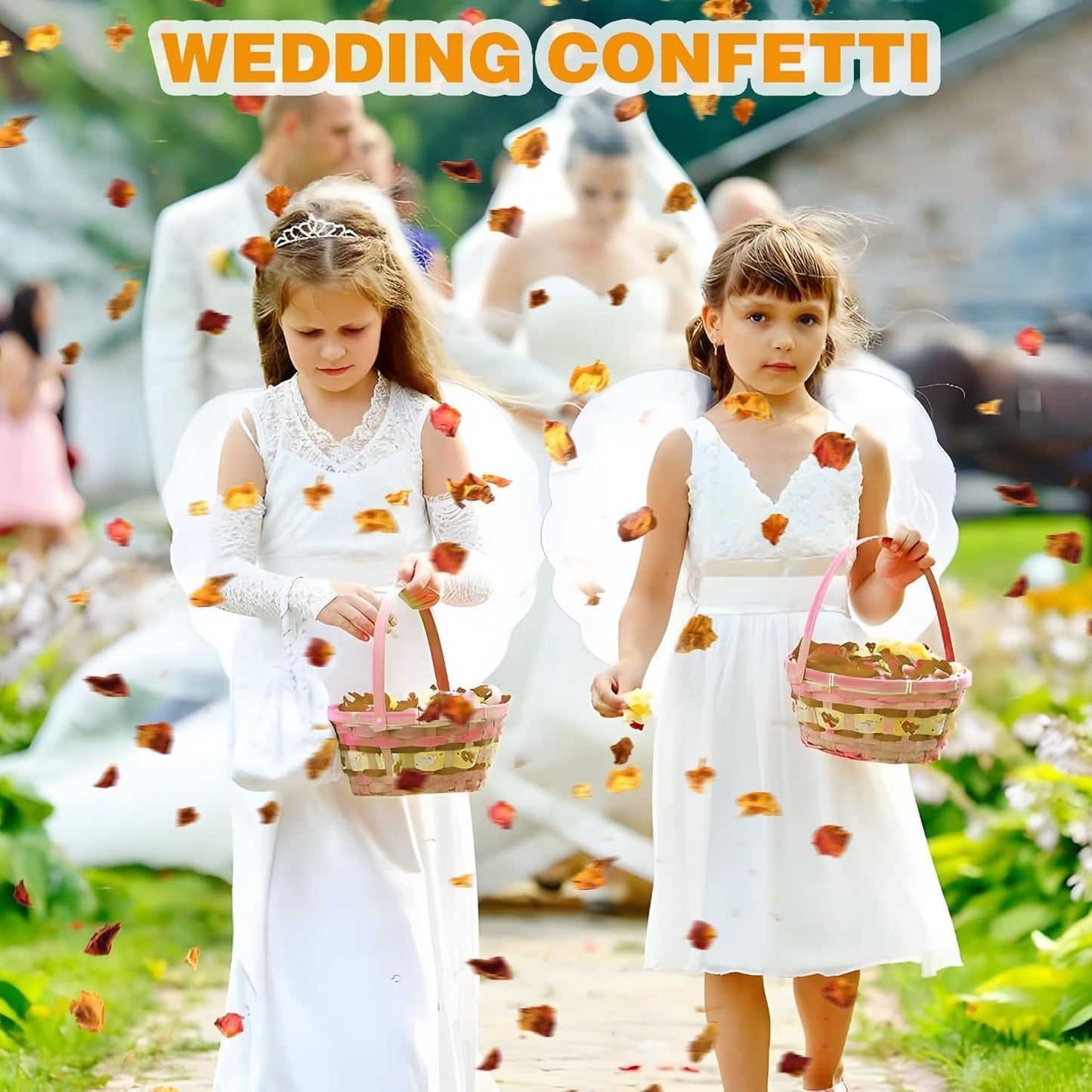 20 Pack Prefilled Confetti Packets,Biodegradable Flower Petals, Real Dried Flower Petals Individual Packing Rose Petals Wedding Send Off Ideas (Yellow Red Rose)