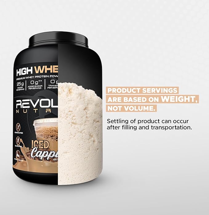 High Whey, Protein Powder 2LB, Whey Isolate, Gluten Free, Lean Muscle Mass for Men & Women, 25g of Protein Per Scoop, 908 g, 24 Servings (Iced Cappuccino, 2 Pound)