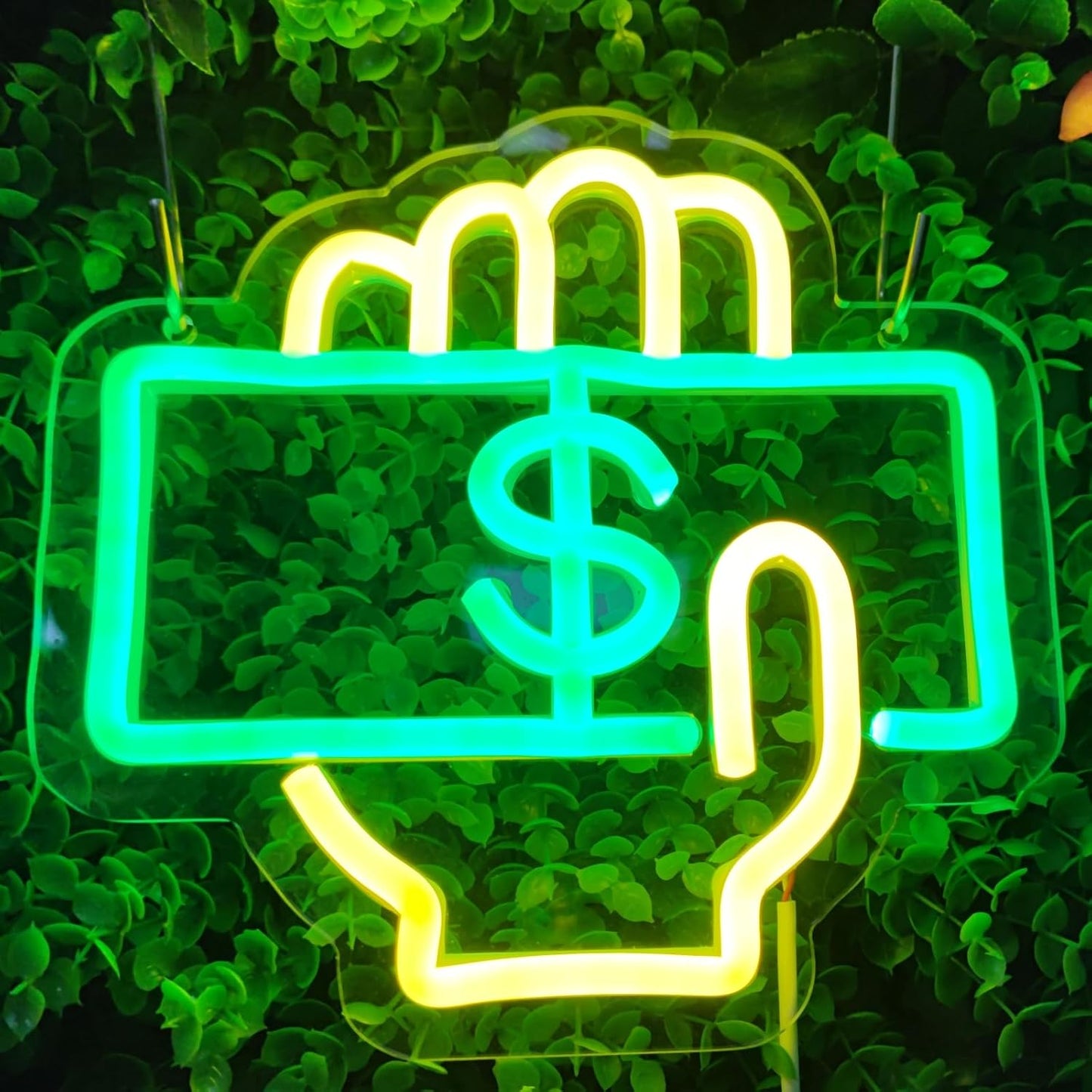 Cashier Neon Sign Love Money Neon Signs for Wall Decor, LED Light Signs for Supermarket, 7.8" x 7.5