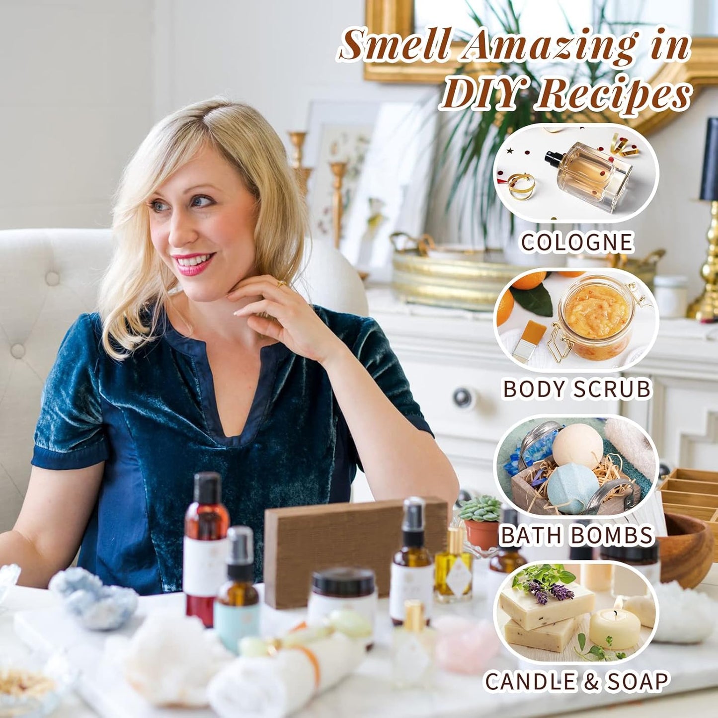 HIQILI Women Fragrance Oil 6x10ml, Essential Oils for Candle Scents Soap Making & Diffuser, Sweet Flowers Scented Oil Set for Aromatherapy Slime Wax Home Car