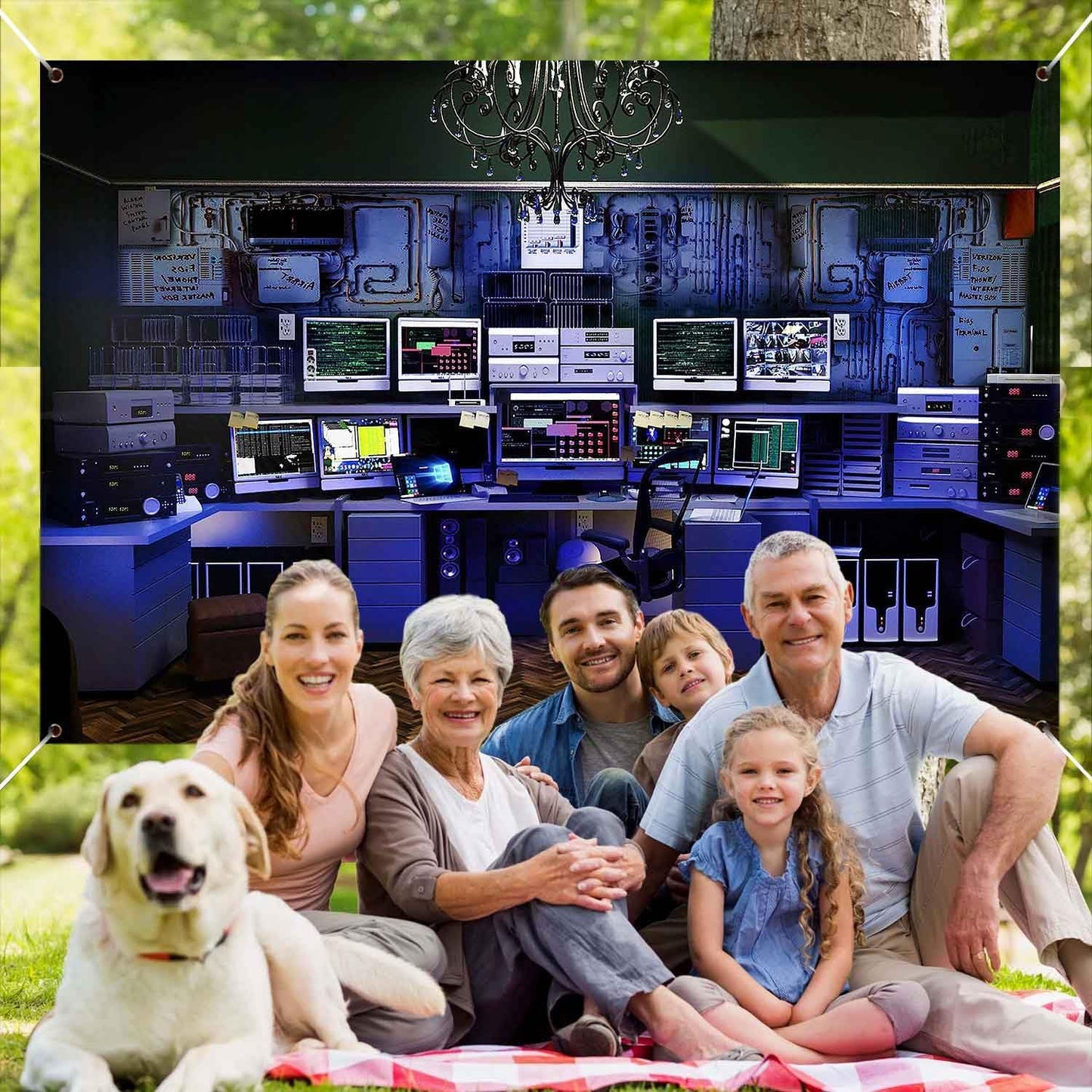 Computer Room Backdrop Neon Blue Hacker Station Backdrop Glowing Matrix Data Streams Background Boys Decor Studio Banner Props Shoot YUNHBDJ1448