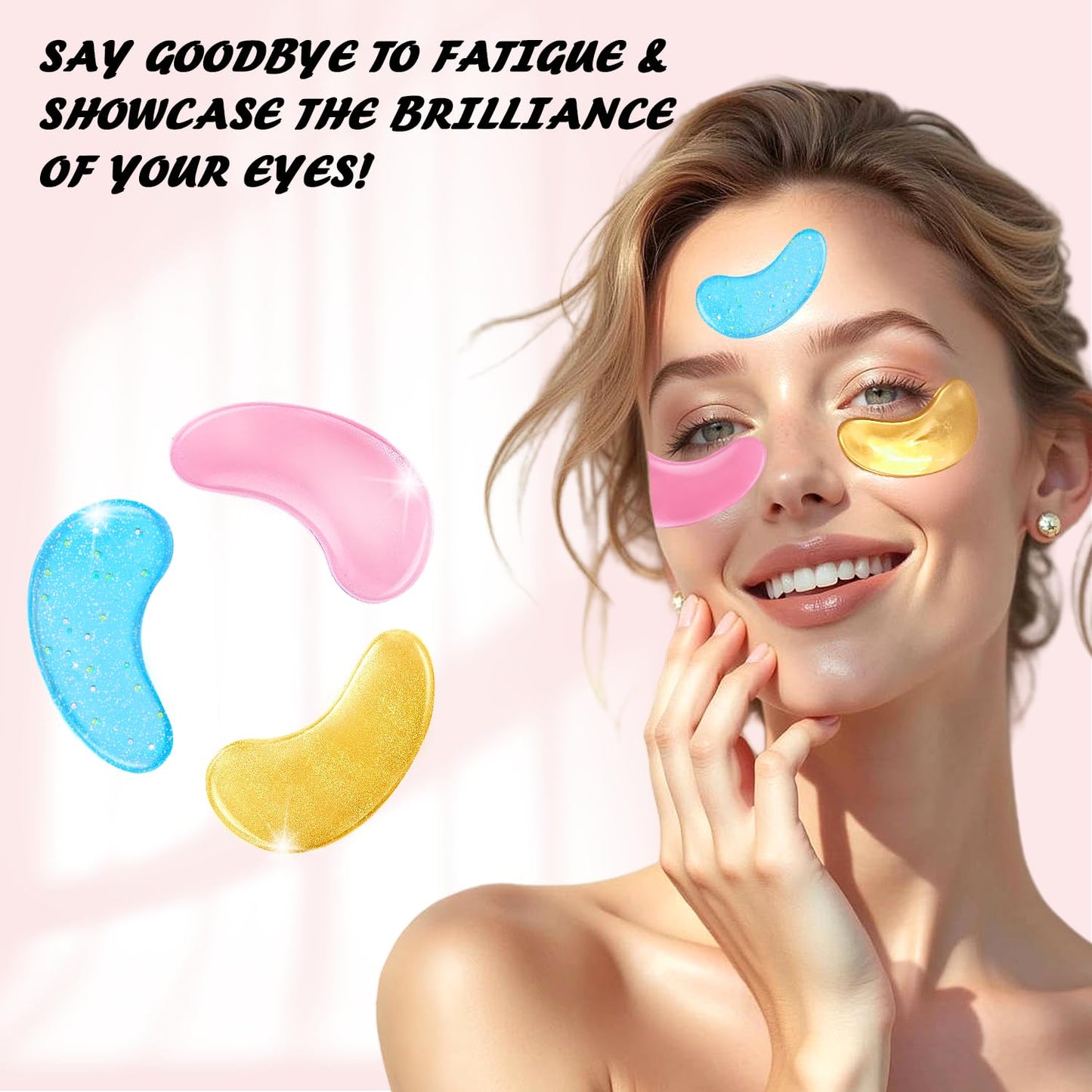 Eye Masks (8 Pairs) - 24K Gold, Caffeine and Retinol Under Eye Patches, Gel Pads for Wrinkles, Puffiness & Dark Circles, Bachelorette Party Favors, Self Care, Birthday Gifts for Women