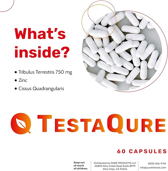 TestaQure Testosterone Supplement for Men - Testosterone Booster Increases Male Potency & Muscle Mass - Stamina, Endurance, Energy & Mood Enhancer - 90 Capsules Vegan & Soy-Free