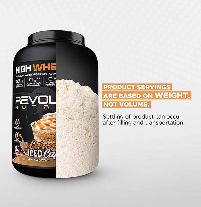 High Whey, Protein Powder 2LB, Whey Isolate, Gluten Free, Lean Muscle Mass for Men & Women, 25g of Protein Per Scoop, 908 g, 24 Servings (Caramel Iced Cappuccino, 2 Pound)