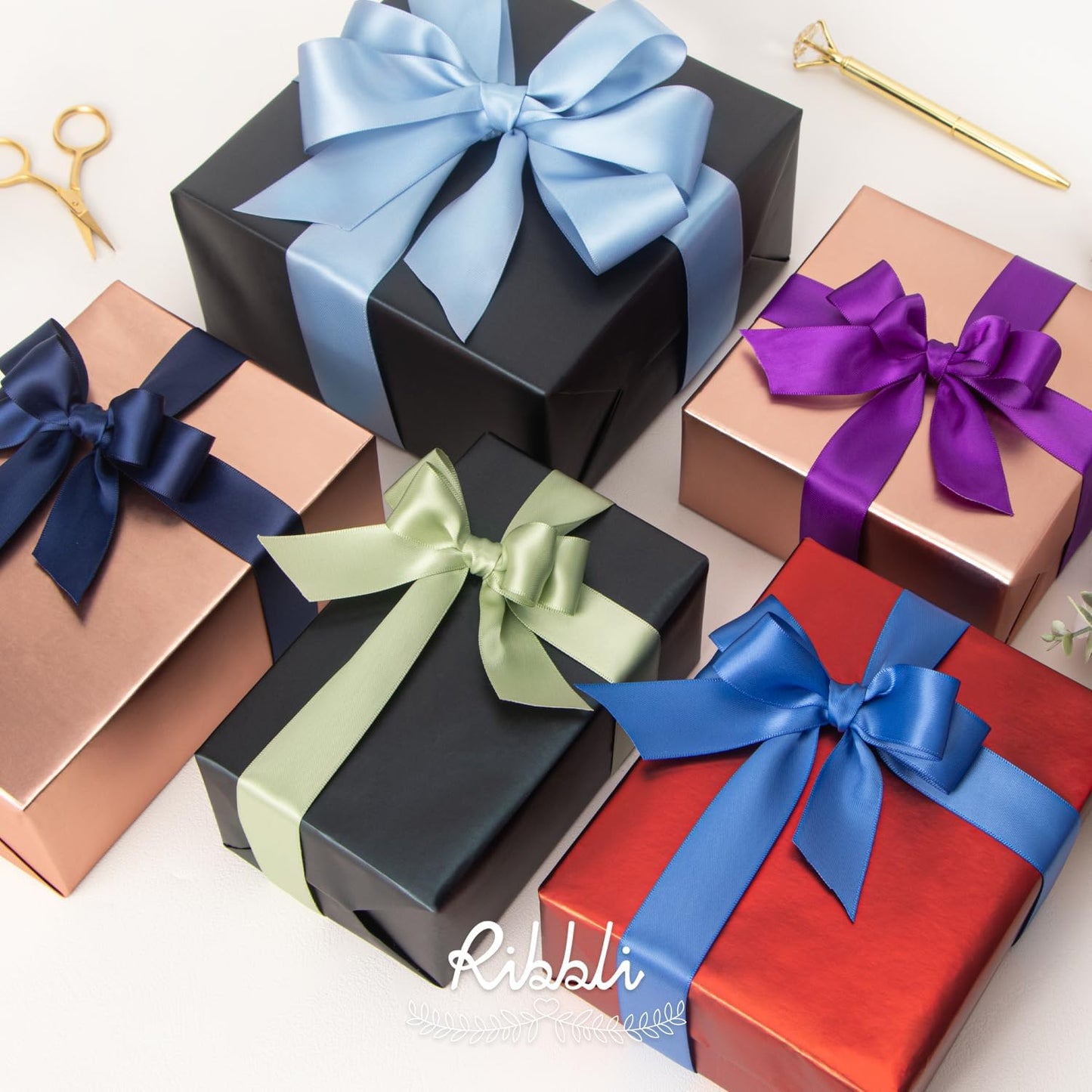 Ribbli Royal Blue Double Faced Satin Ribbon,1” x Continuous 25 Yards,Use for Bows Bouquet,Gift Wrapping,Baby Shower,Floral Arrangement