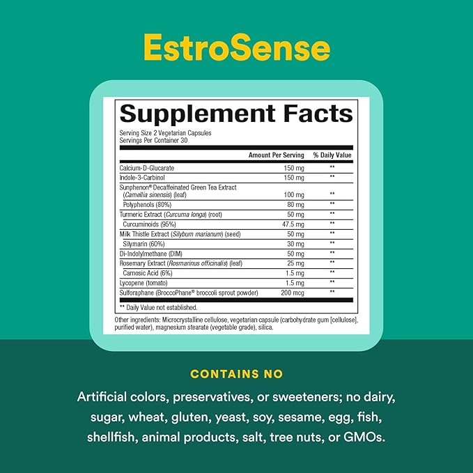 WomenSense EstroSense by Natural Factors, Natural Supplement to Support Estrogen and Hormone Balance During PMS or Menopause, Vegan, Non-GMO, 60 Capsules