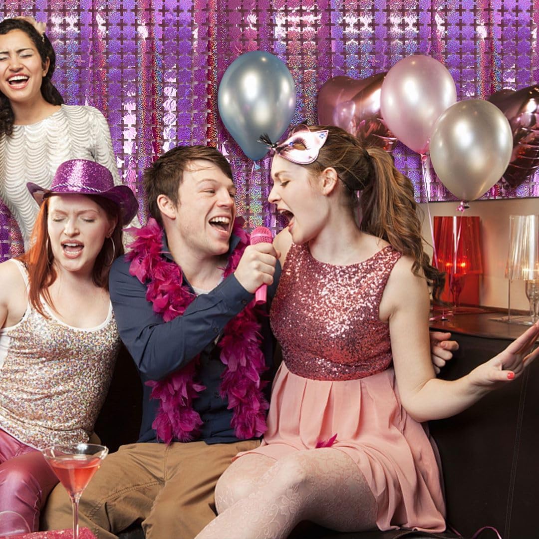 Pink Easter Decorations 5pcs Glitter Foil Fringe Curtain Party Decor Photo Booth Backdrop Streamers for Halloween, Christmas, Birthday, Birthday, Wedding Party Decorations