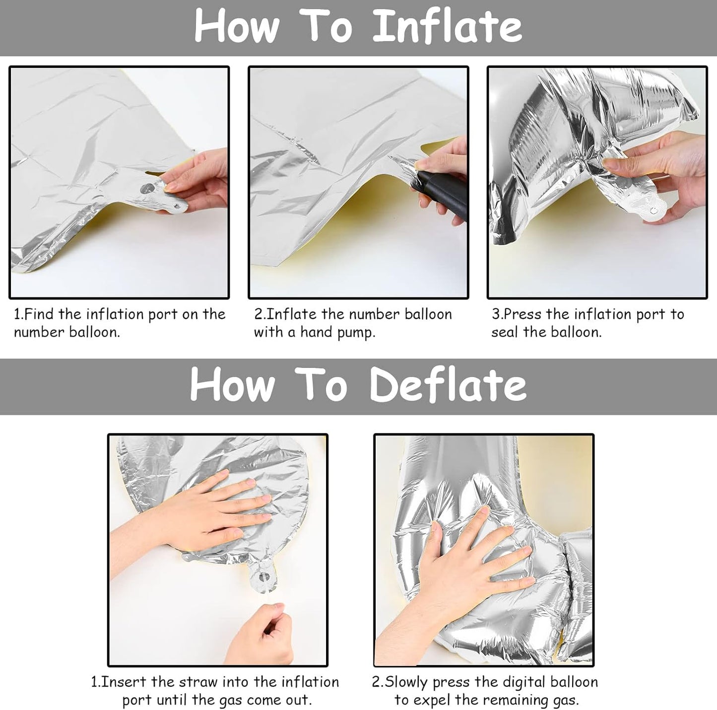 40 Inch Silver Foil Balloon Number 0, Giant Self Inflating Number Balloons 0-9 for Men Women, Digital 0 Helium Balloons Set for Girls Boys 4th Birthday Anniversary New Year Party Decorations Supplies