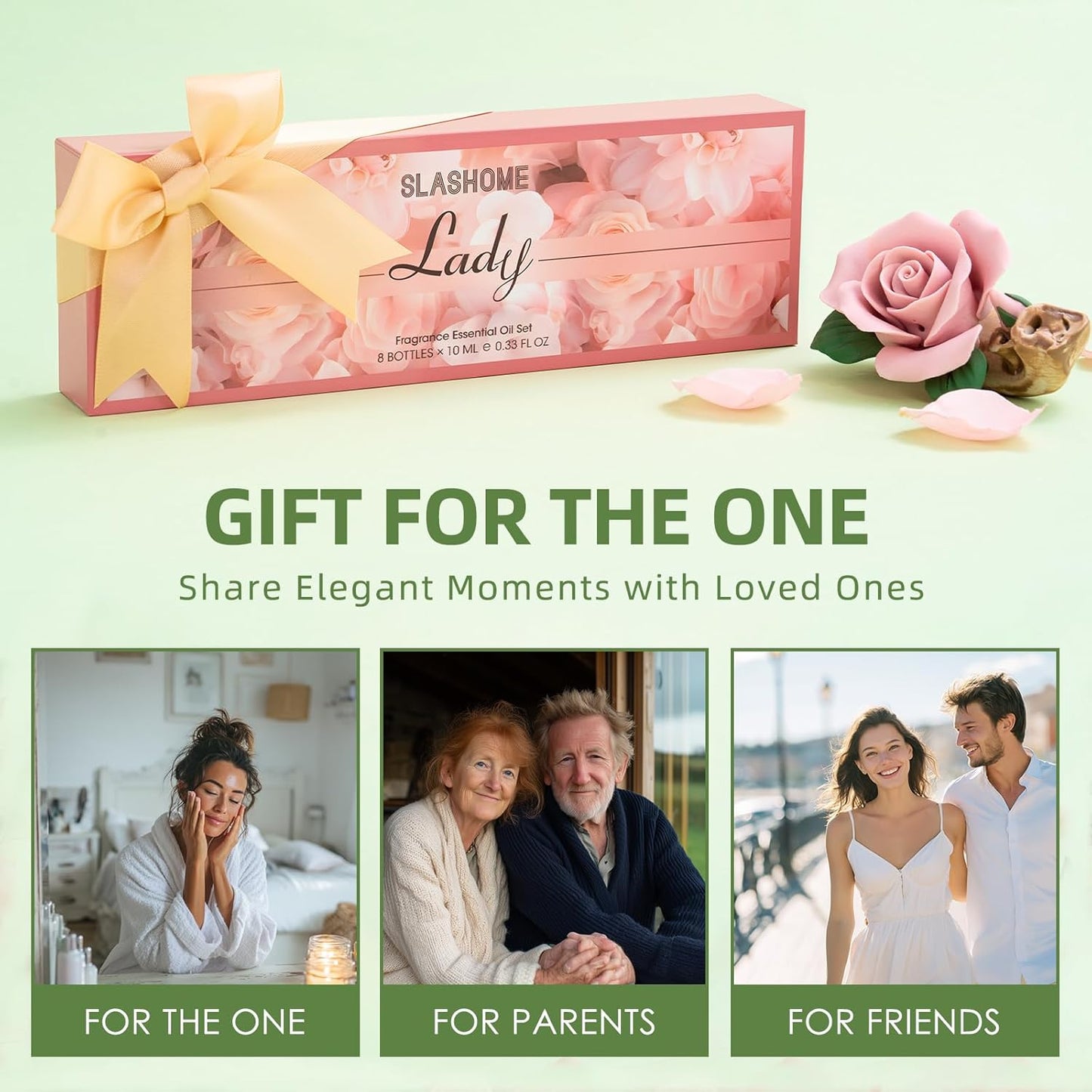 Essential Oils Set for Women | 8x10ml Lady Floral Essential Oils for Diffusers, Home Fragrance, Perfume Making & Massage | Rose, Jasmine, Gardenia, Lily, Lilac, Freesia, Ylang Ylang, Tuberose