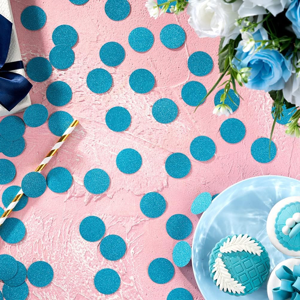 Glitter Blue Confetti Table Decoration for Graduation Birthday Baby Shower Summer Ocean Sea Bachelor Theme Party,1.2 inch in Diameter,200 Counts