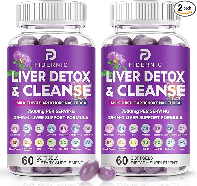 Liver Cleanse Detox & Repair - Herbal Liver Support Milk Thistle Supplement, 7500mg Strength Liver Health Support with Silymarin Artichoke Extract Dandelion Beet TUDCA Choline NAC, 120 Vegan Softgels