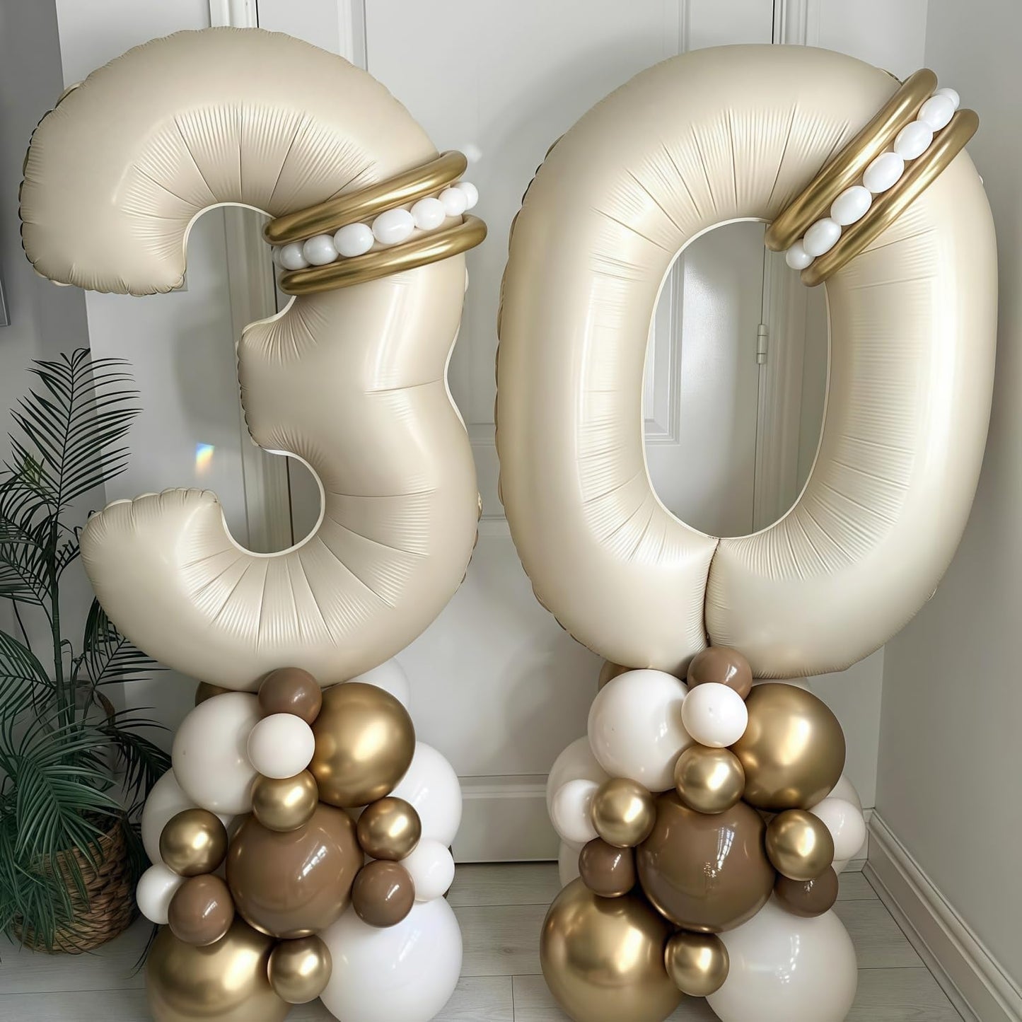Cream 0 Balloon Number 40 Inch Cream White Number 0 Balloon Helium Mylar 0 Balloon for Birthday Party Decoration