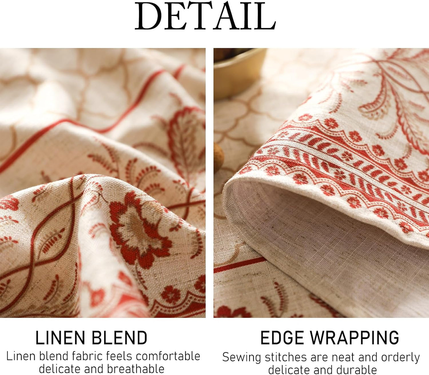 ISAENNE Designer Linen Floral Small Round Tablecloth,Pale Yellow Farmhouse Indoor Table Cloth,Durable Decor Tablecloths for Dining Kitchen Thanksgiving Christmas,Diameter 55"-Chamonix A